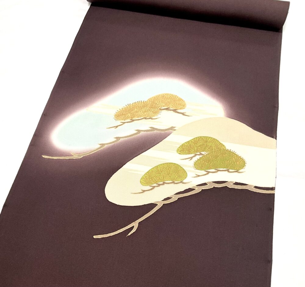 塩瀬染帯　金泥松
